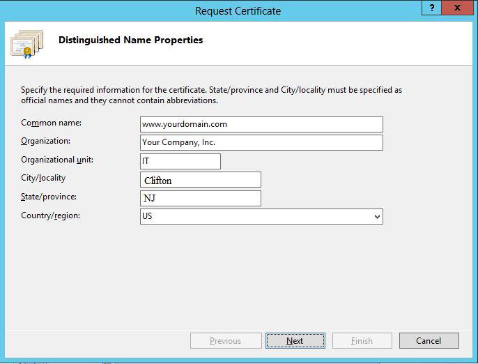 Propriétés du nom distinctif IIS 8